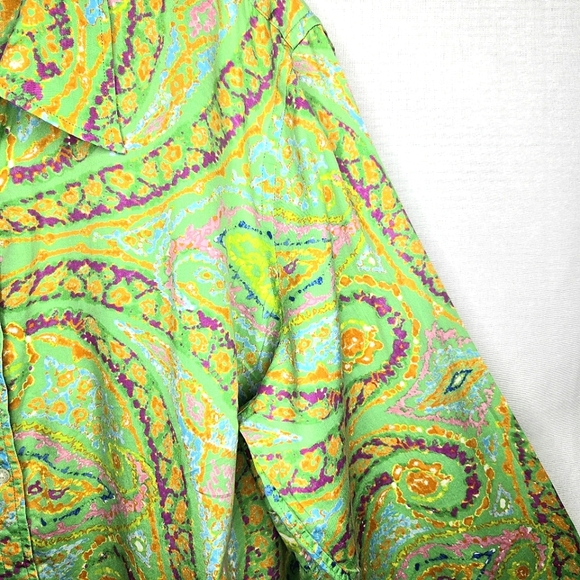 Lauren Ralph Lauren 3/4 Sleeve Paisley Print Blouse/top. Pink/green. 2X - Picture 6 of 12